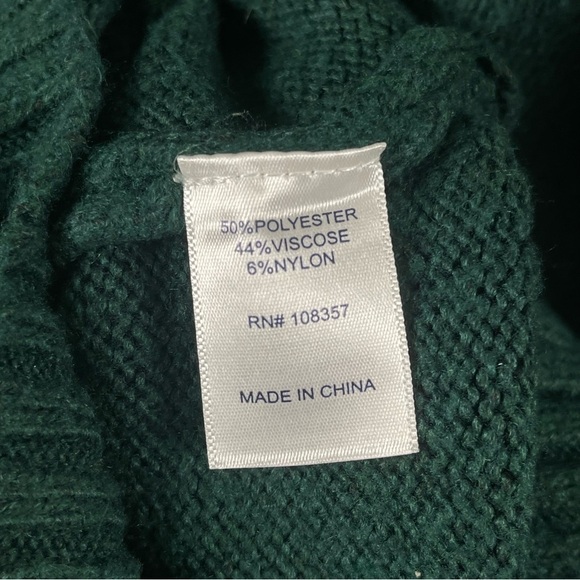 St. John's Bay XXL 2X Emerald Green Cowl Turtleneck Sweater Cable Knit Sleeve - Picture 5 of 7